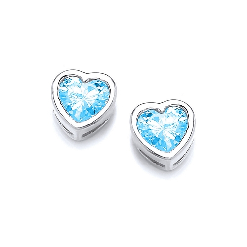Silver, Cubic Zirconia, Tiny Blue Earrings
