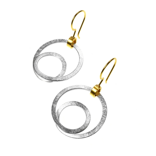 Two Linked Circles Drop Earrings