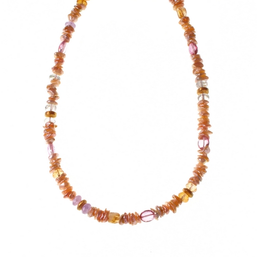 Necklace Pink Keshi Pearl + Topas