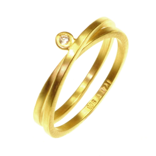 Double Twist Band Ring with Diamond