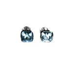 E/R Stud Blue Topaz Cushion Cut