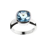 Ring Blue Topaz Cushion Cut