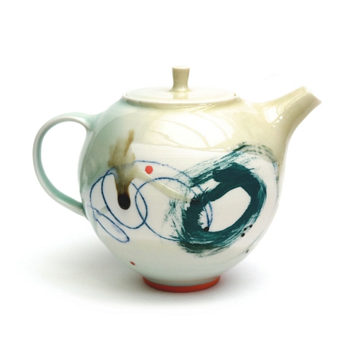 2 Cup Teapot Green Abstract