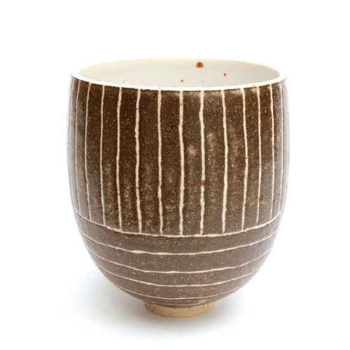 Medium Brown Stripy Vase