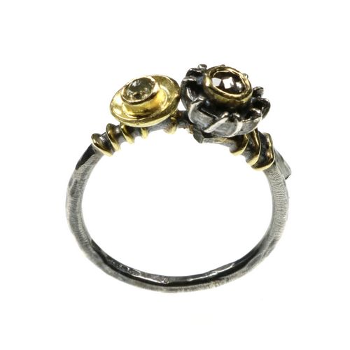 Ring with Rose Cut Grey Diamonds