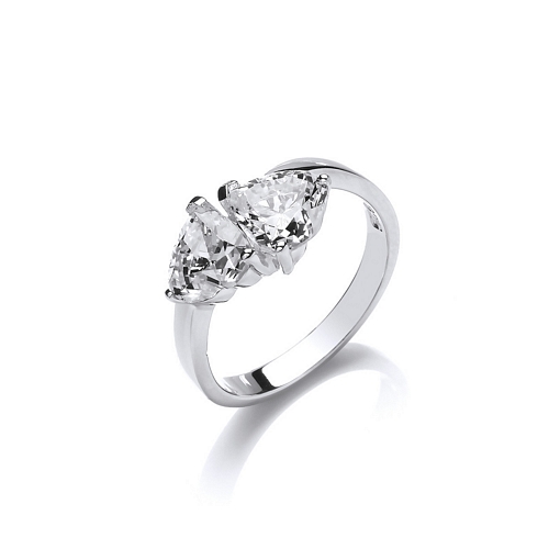 Double CZ Heart Ring
