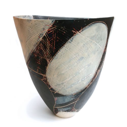 Red Undertone Black & White Vessel