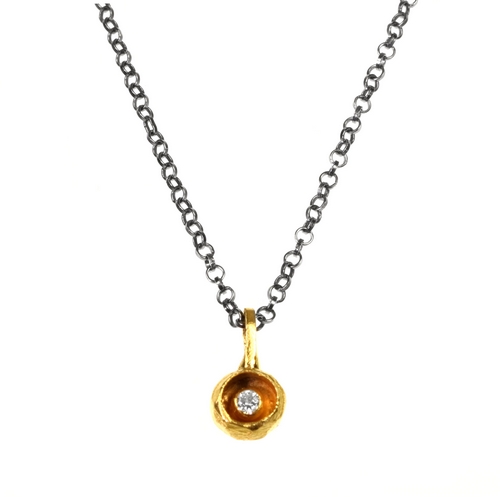 Gold Plated Pendant with Oxidized Chain