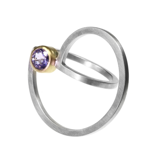 Spun Curl Ring with Lavendar Sapphire