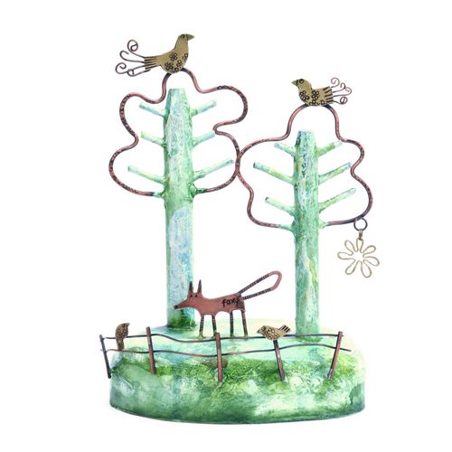 Woodland,2 Trees,4 Birds