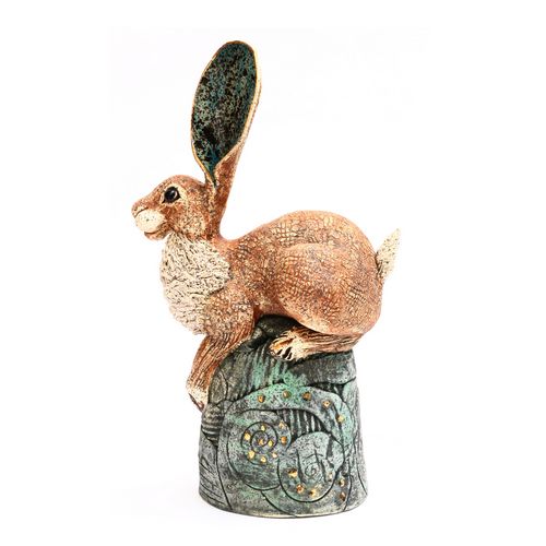 Medium Crouching Hare on Hill