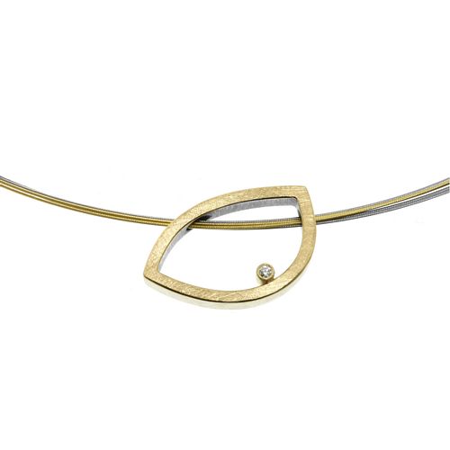 Pendant Open Leaf + Diamond + Wire