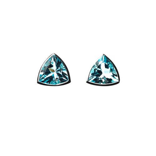 E/R Stud Trillion Cut+Blue Topaz