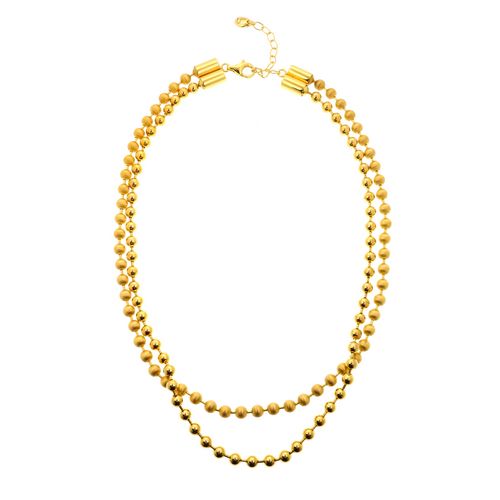 Necklace Two Strand Spheres Satin+Polished