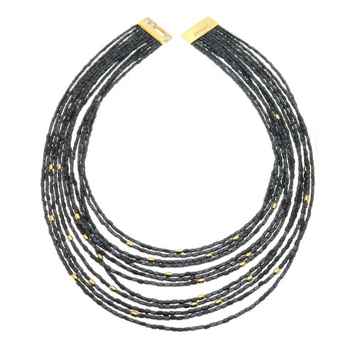N/L 12 Strand Haematite with Ovoid Spacers