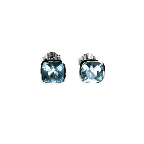 E/R Stud Blue Topaz Cushion Cut