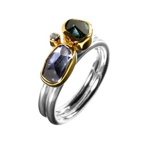 Ring, B.Topaz, Tanzanite, Diamond