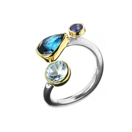 Ring Aqua,B.Topaz, Tanzanite