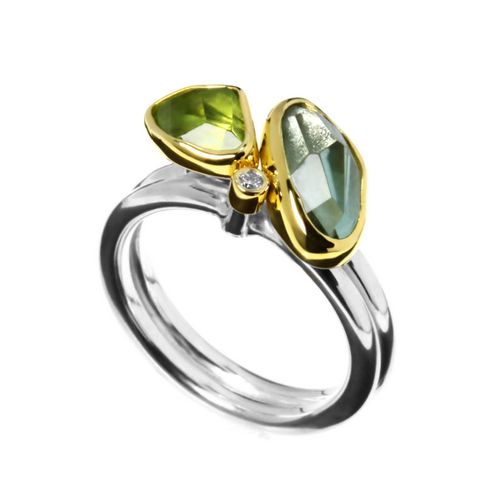 Ring G.Amethyst,Peridot, Diamond