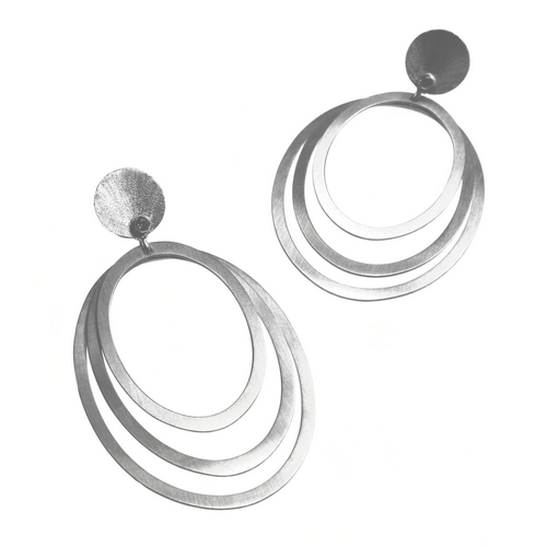 Multi Loop Silver Drop Earrings