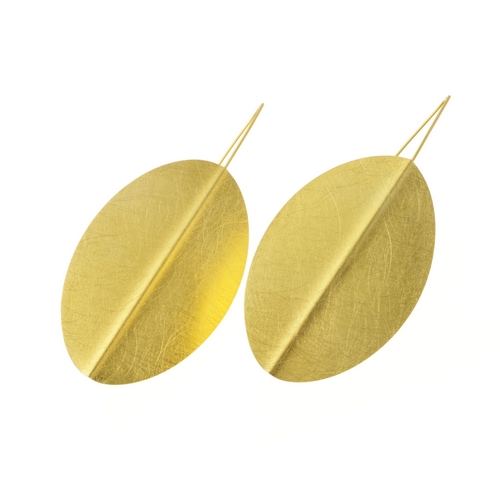 Extra Large Scratched Oval Earrings