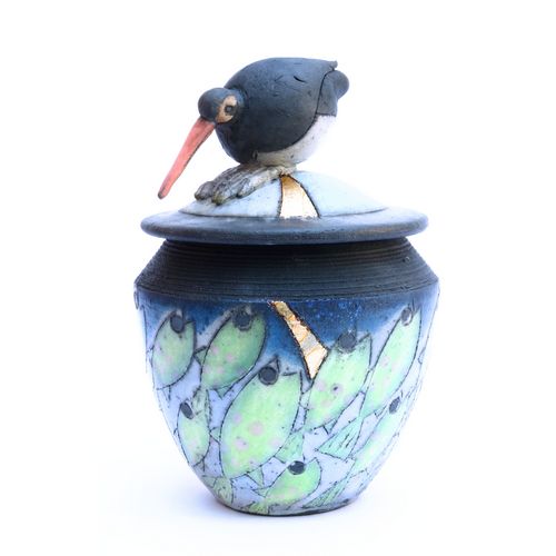 Lidded Pot, Oyster Catcher Lid