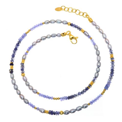 N/L Grey Pearls,Tanzanite,Iolite