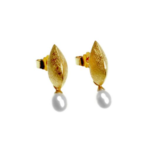 E/R 6x12mm Flame, 4mm White Pearls