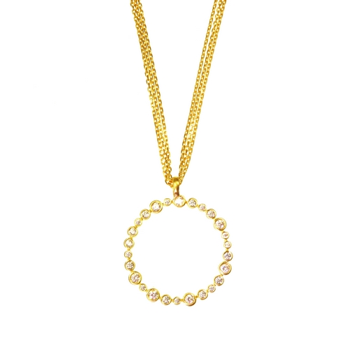 Multi Strand Silver and Gold Plated Pendant with Cubic Zirconias