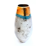 Blue Upright Vase Form, Gold Collar