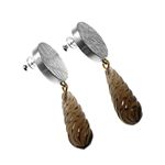 Silver Etched Oval Earring with Barley Twist