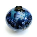Dark Blue Round Open Vase