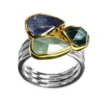 Ring, Aquamarine,Tanzanite,B.Topaz