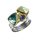 Ring, 9.5ct Blue Topaz, Iolite, Aquamarine