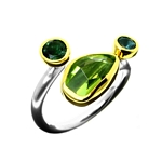 Ring,  3.0ct Green Tourmaline, Peridot