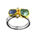 Ring 3.5ct Tanzanite, Aquamarine & 0.04ct Diamond