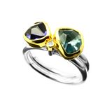Ring, 3.5ct Aquamarine, Iolite, Diamond