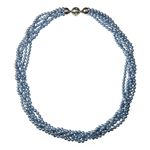 5 Strand Grey Pearl Necklace with Silver