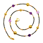 Necklace 2mm Black Spinell, Amethyst