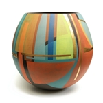 Large Round Pot, Lime, Peach, Turquoise